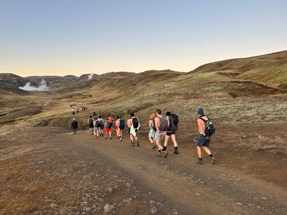 Cold immersion on a hike in Iceland