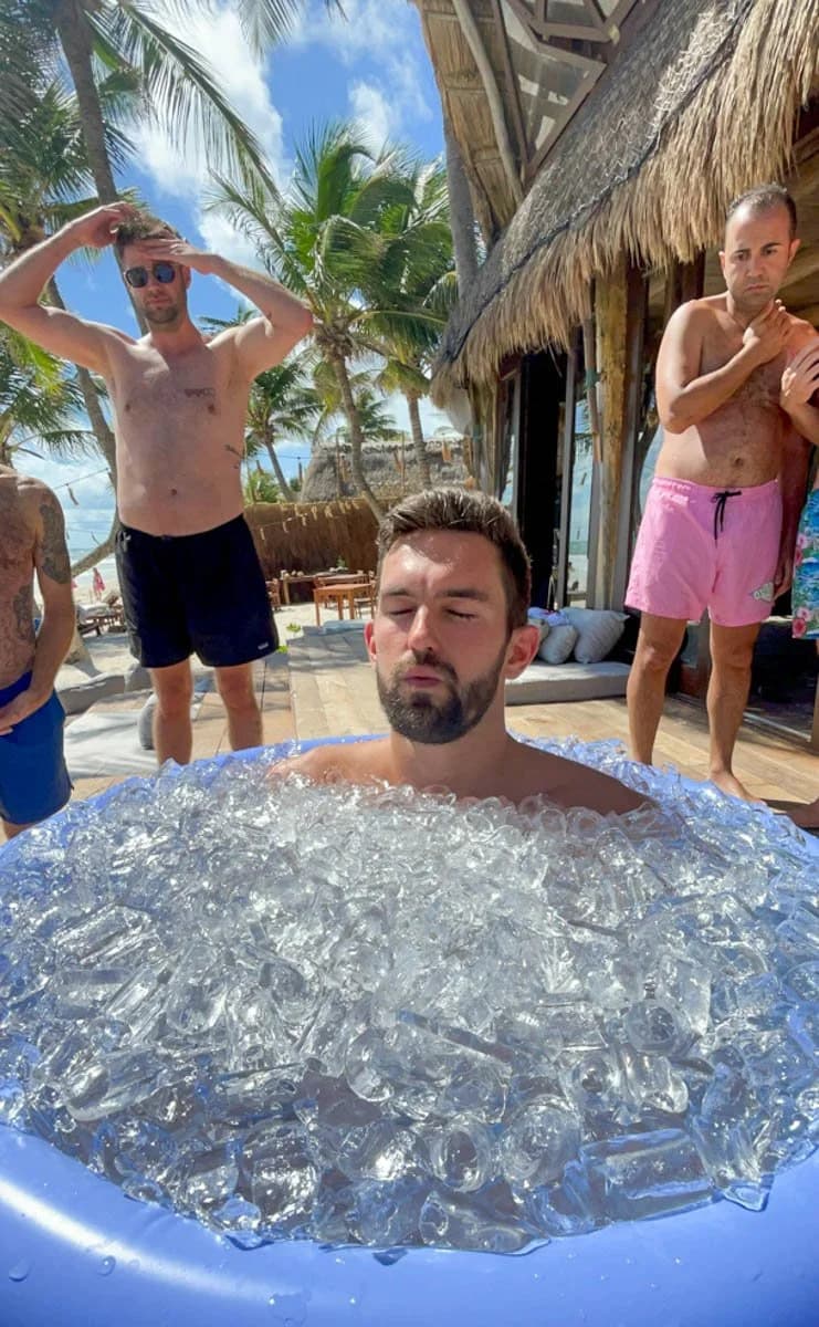 Me in an ice bath at the Men of Means Retreat in Tulum