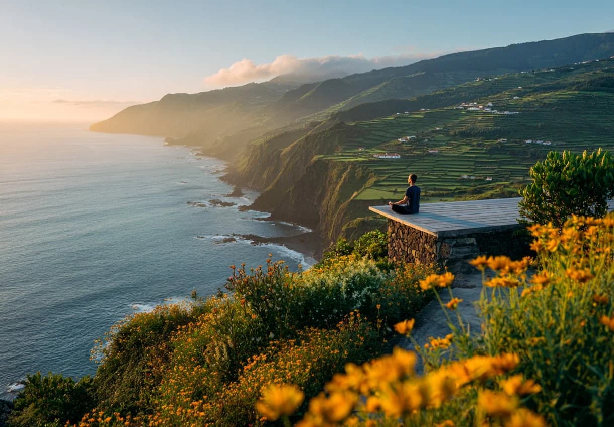 Sunset yoga in the Azores